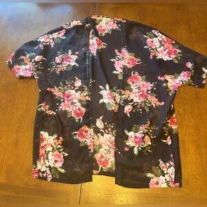 California Gypsy Black and Pink Floral Women's Sweater Kimono